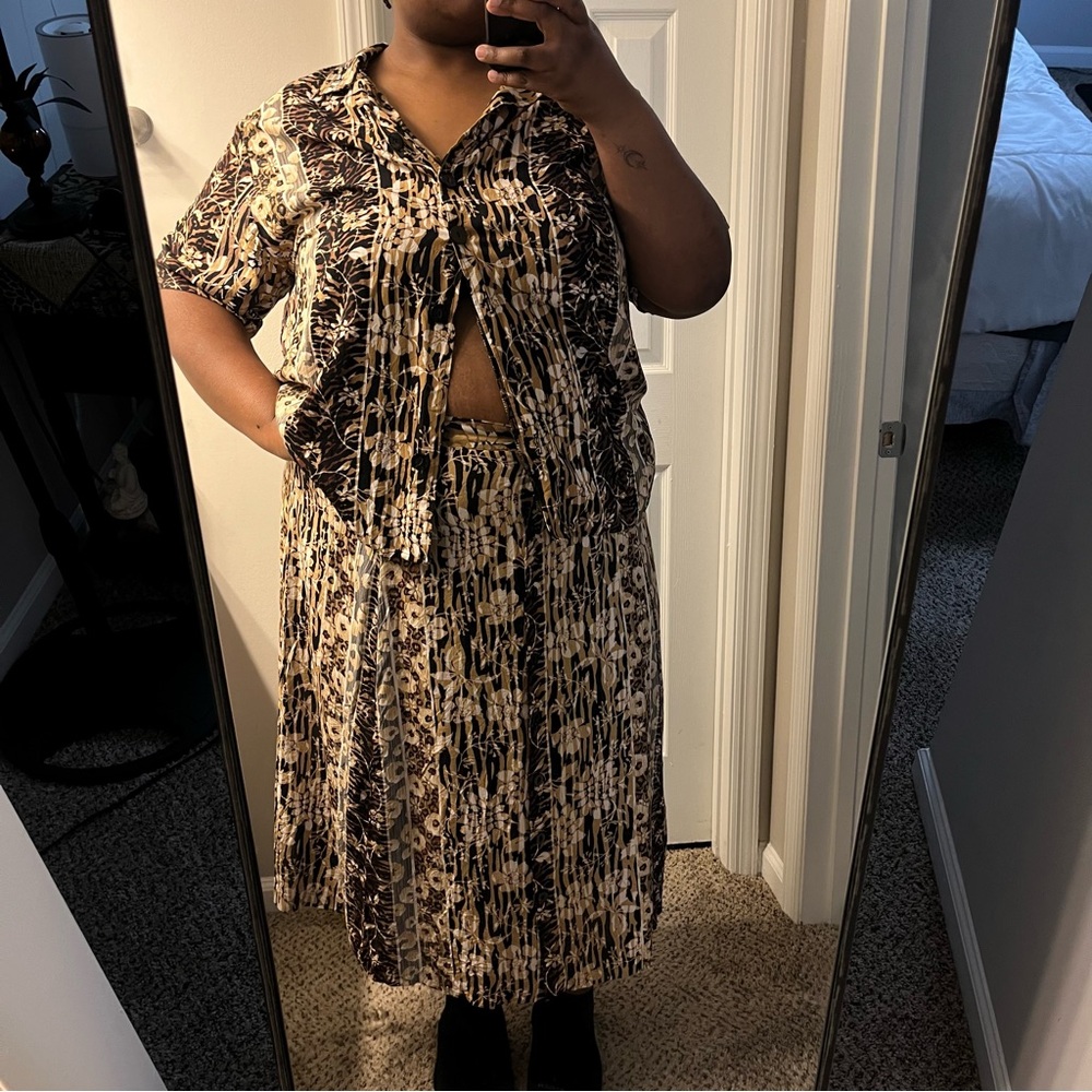 Vintage 90s #Bohemian Floral Print Matching Skirt Set